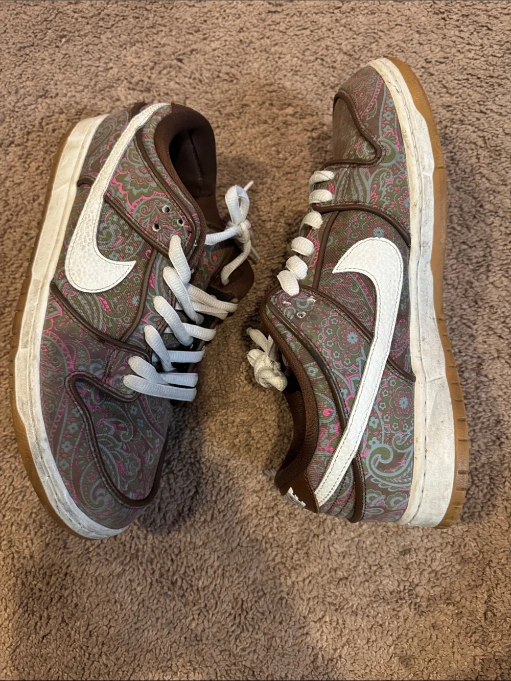 Nike Kids Paisley Brown Skate Sneakers with White Swoosh